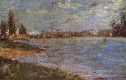 Georges Seurat Two Sides of the river oil